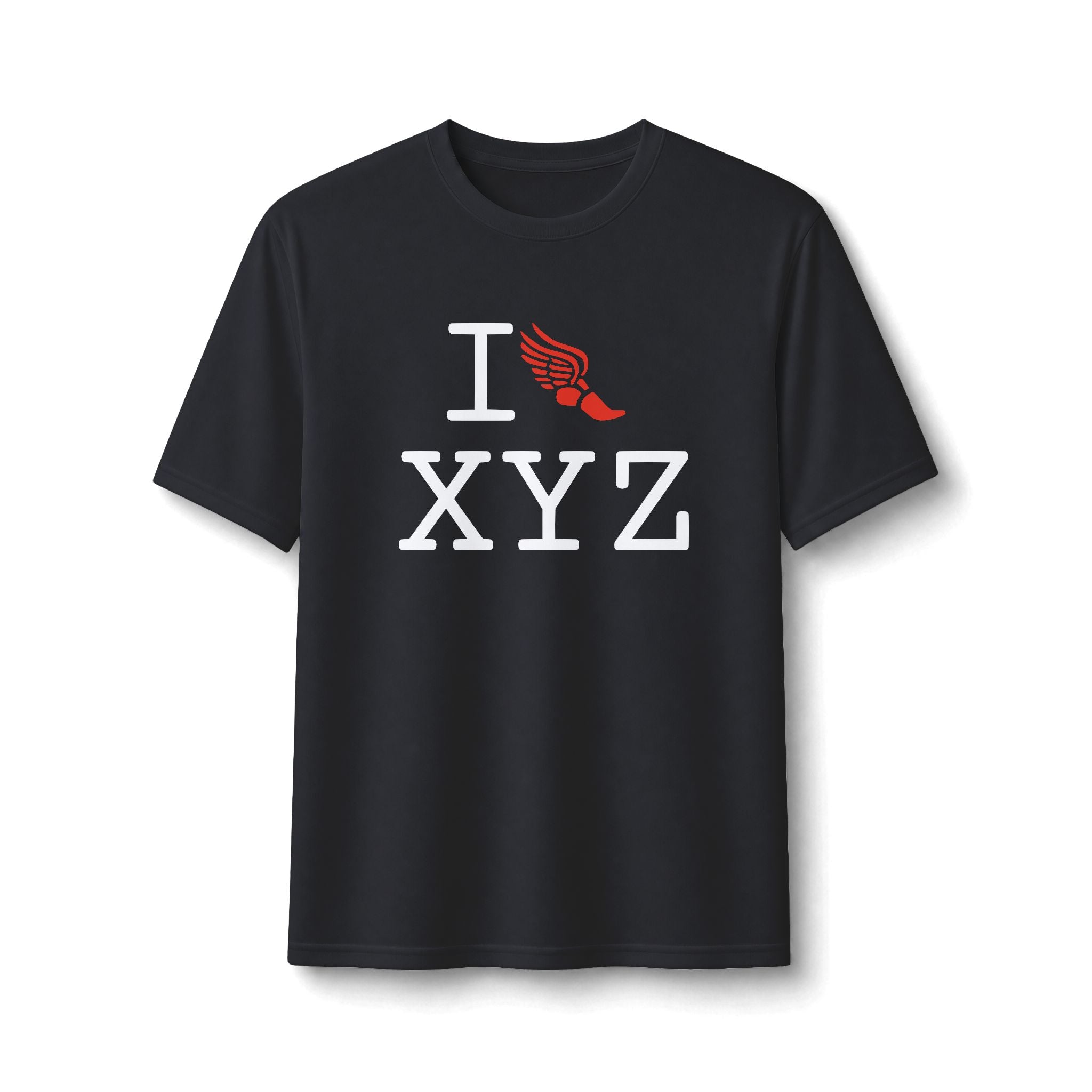 I Run ___ athletic T, red logo
