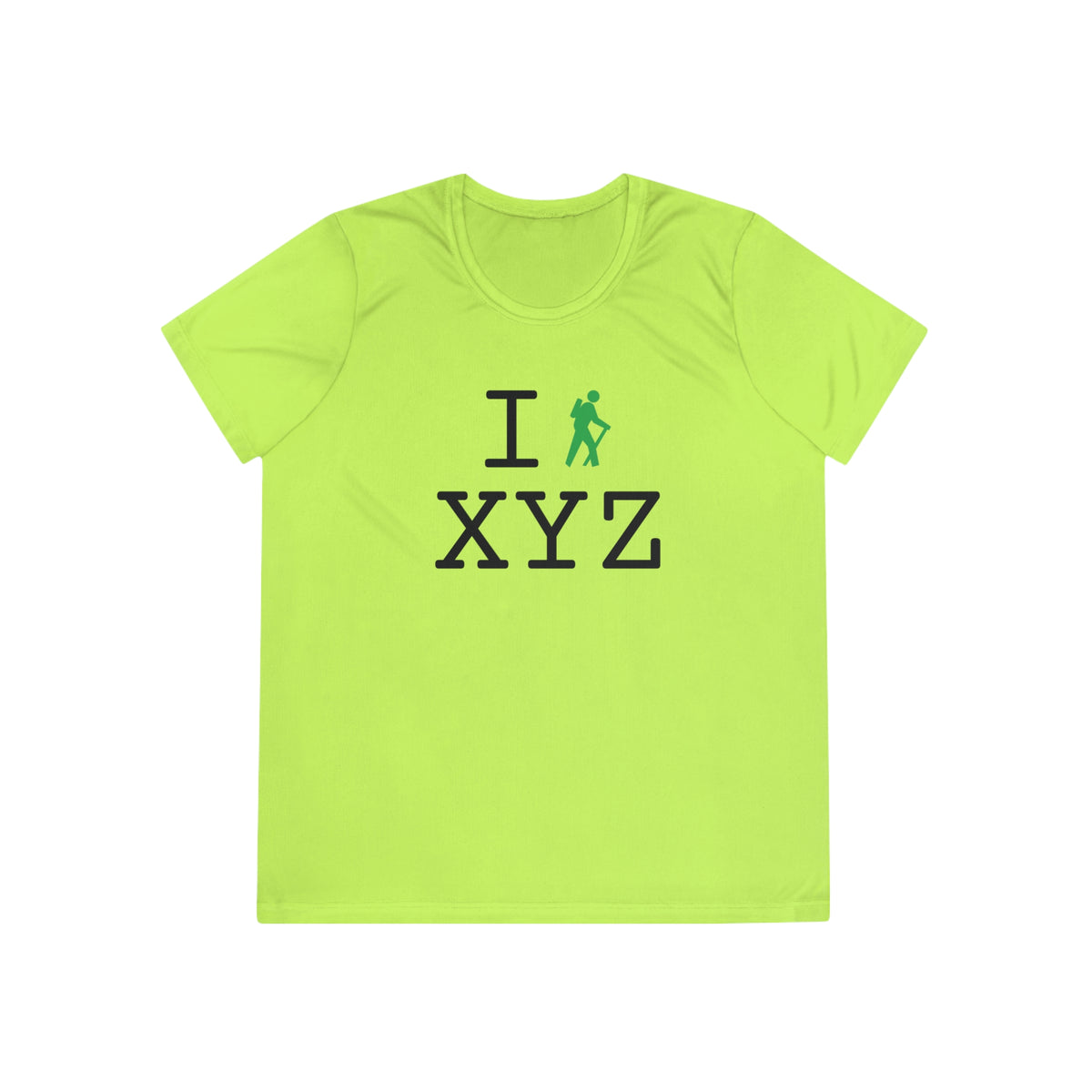 I Hike women's athletic T, green hiker
