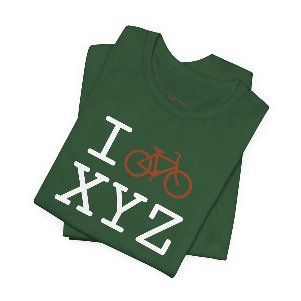 I Bike unisex T, dark orange bike