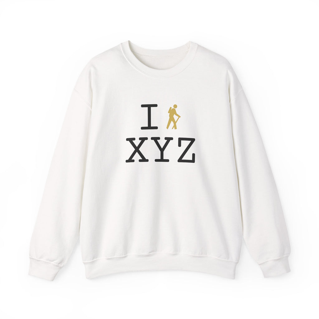 I Hike sweatshirt, gold hiker