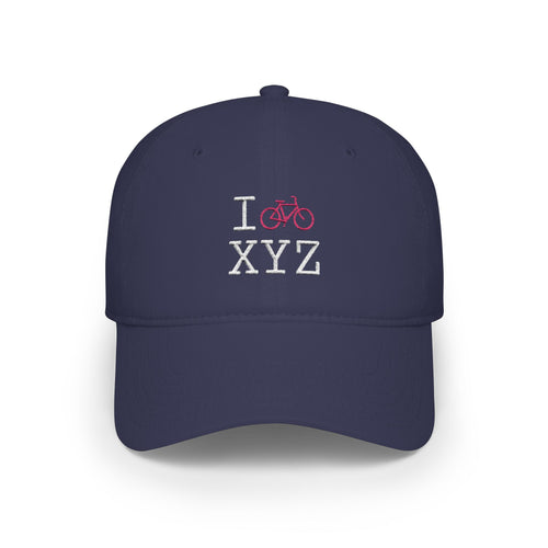 I Bike baseball cap, pink bike