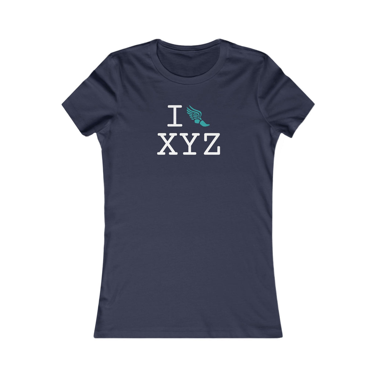 I Run women's T, teal logo