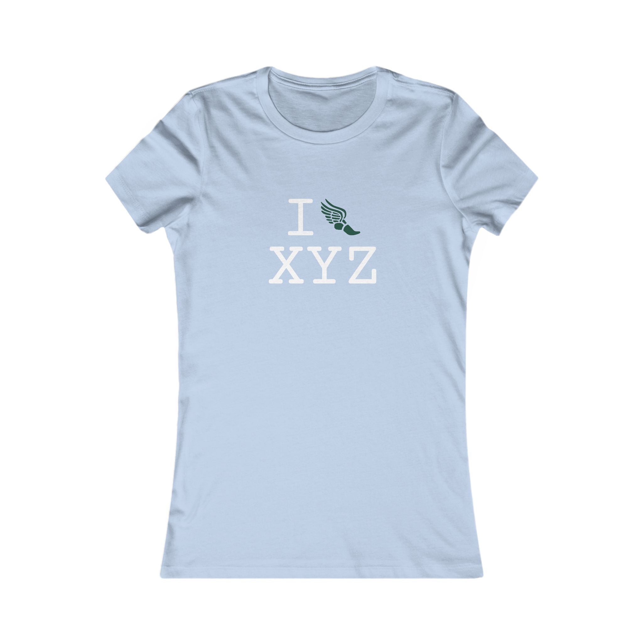 I Run ___ women's T, dark green logo