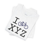 I Bike unisex T, navy bike