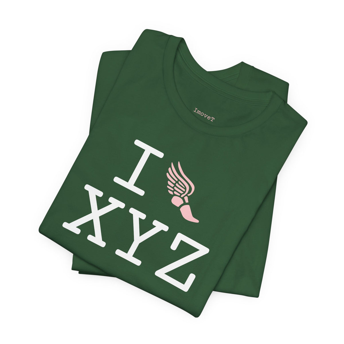I Run unisex T, pink logo