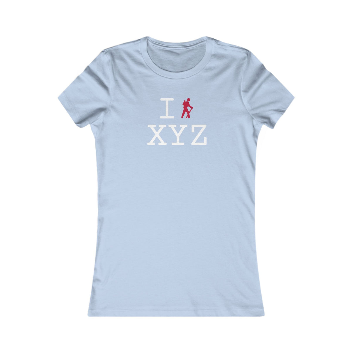 I Hike women's T, red hiker