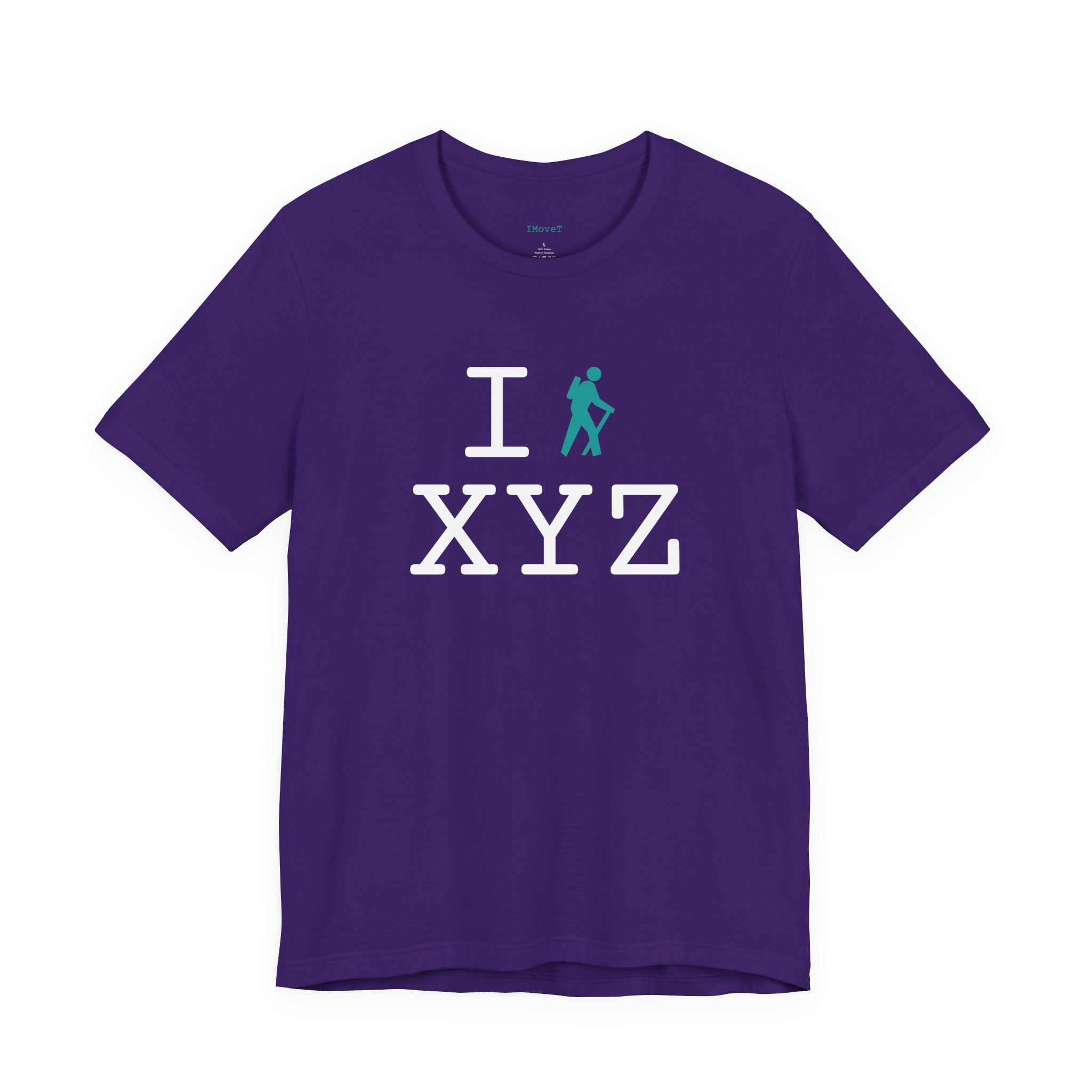 I Hike ___ unisex T, teal hiker