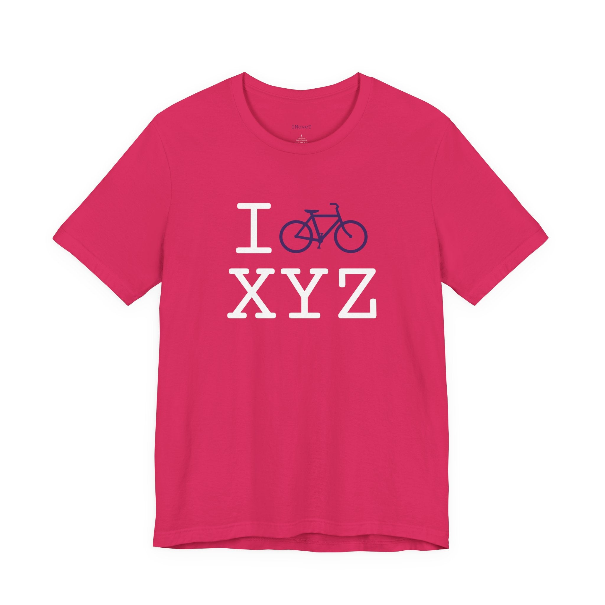 I Bike ___ unisex T, purple bike