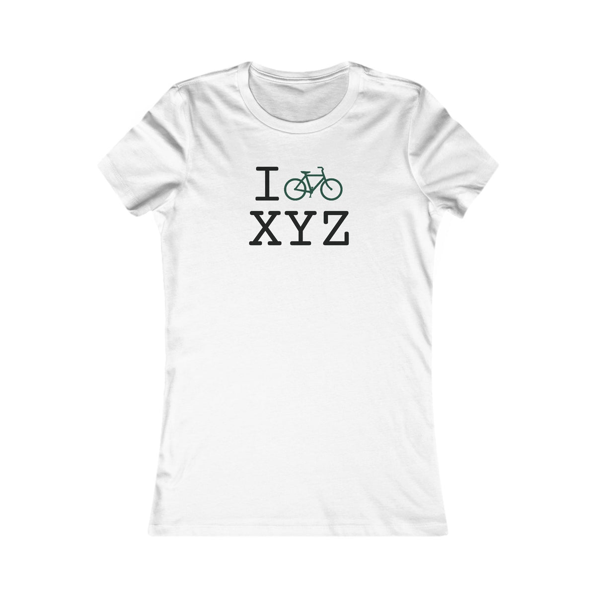 I Bike women's T, dark green bike