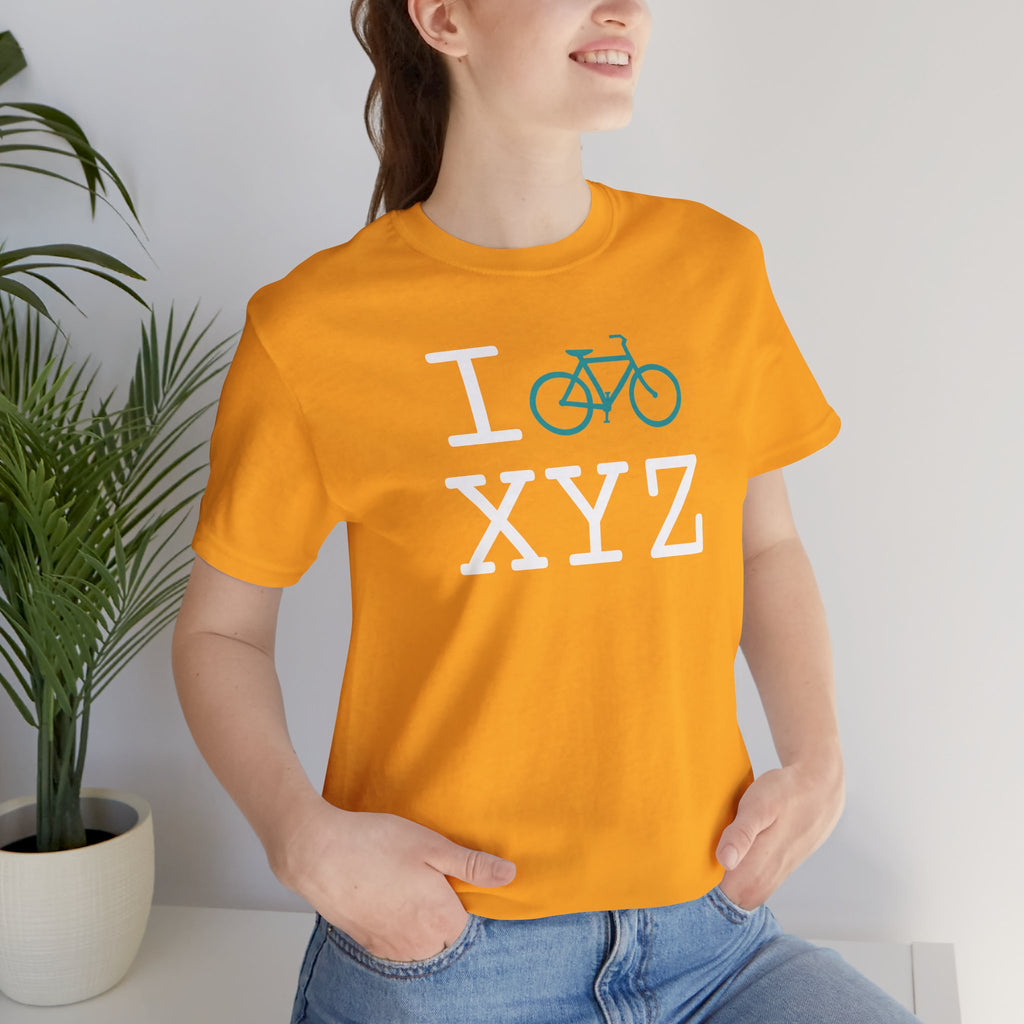 I Bike unisex T, teal bike