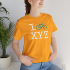 I Bike unisex T, teal bike