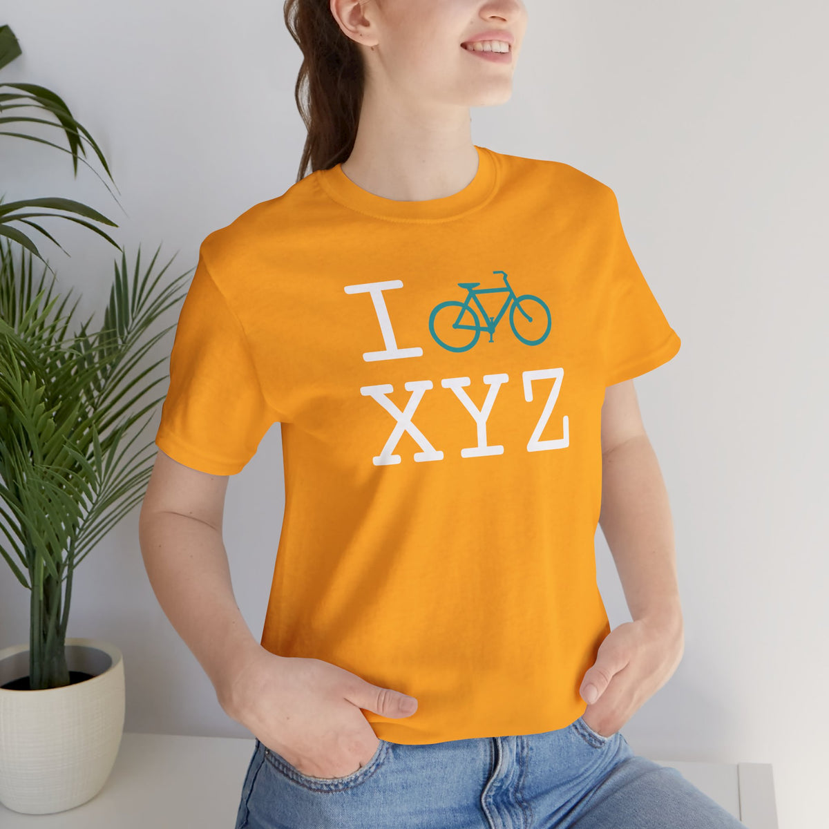 I Bike unisex T, teal bike