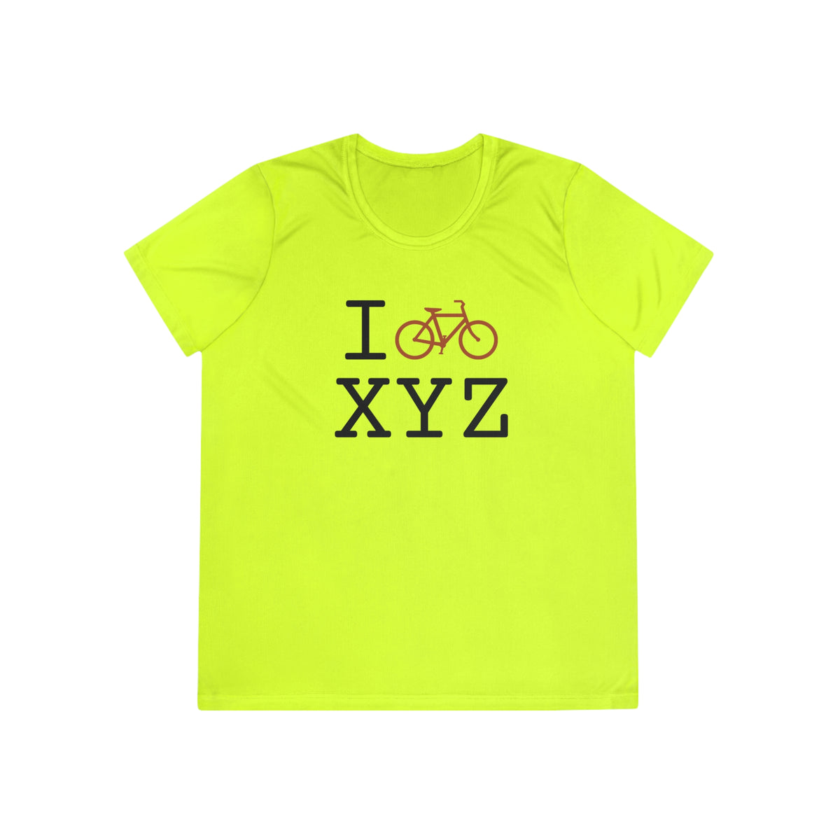 I Bike women's athletic T, dark orange bike