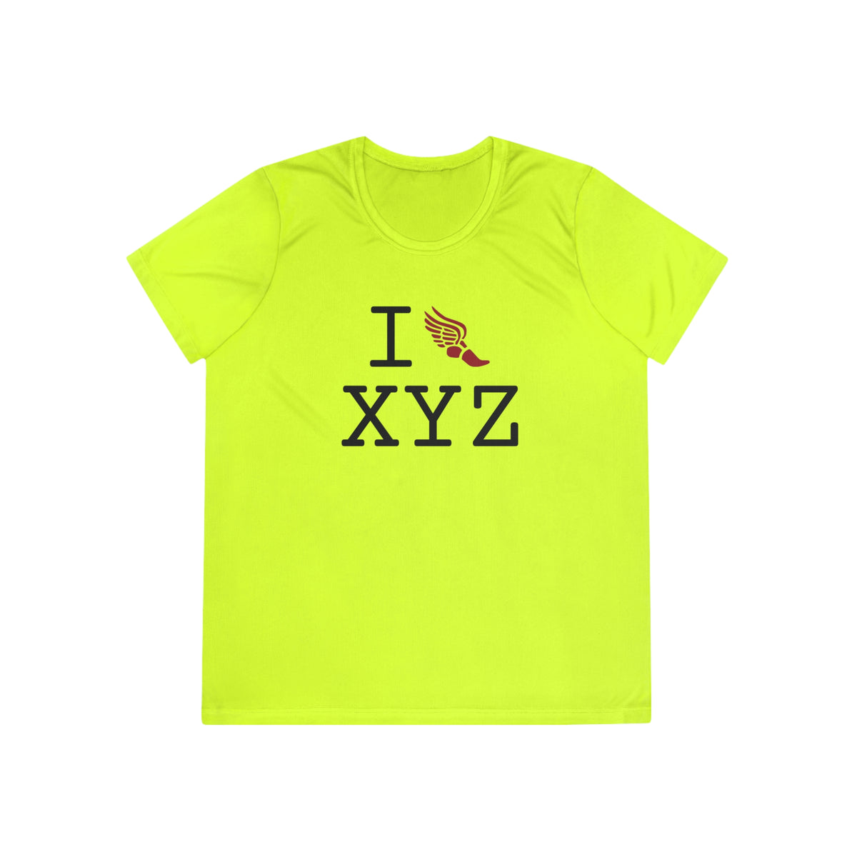 I Run women's athletic T, crimson logo