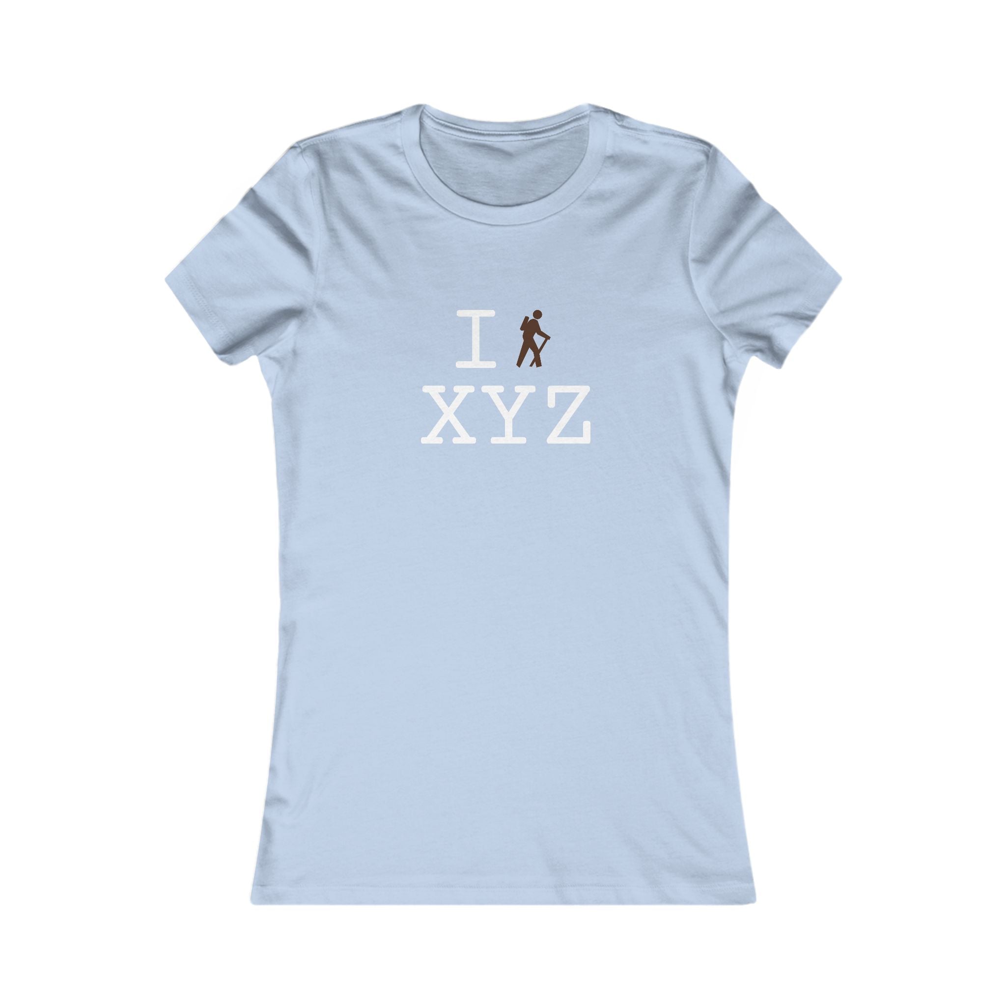 "I Hike ___" women's T, brown hiker