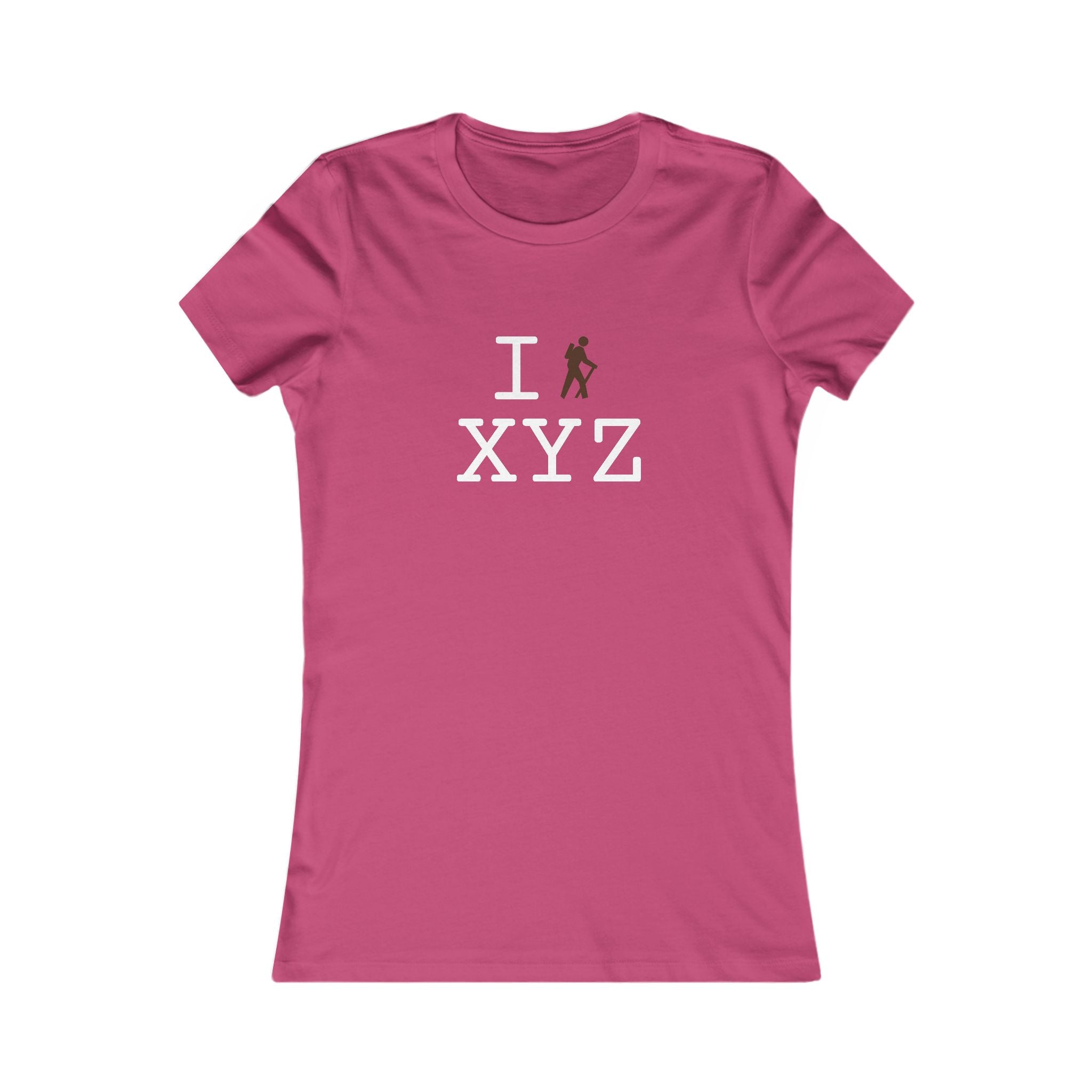 "I Hike ___" women's T, brown hiker