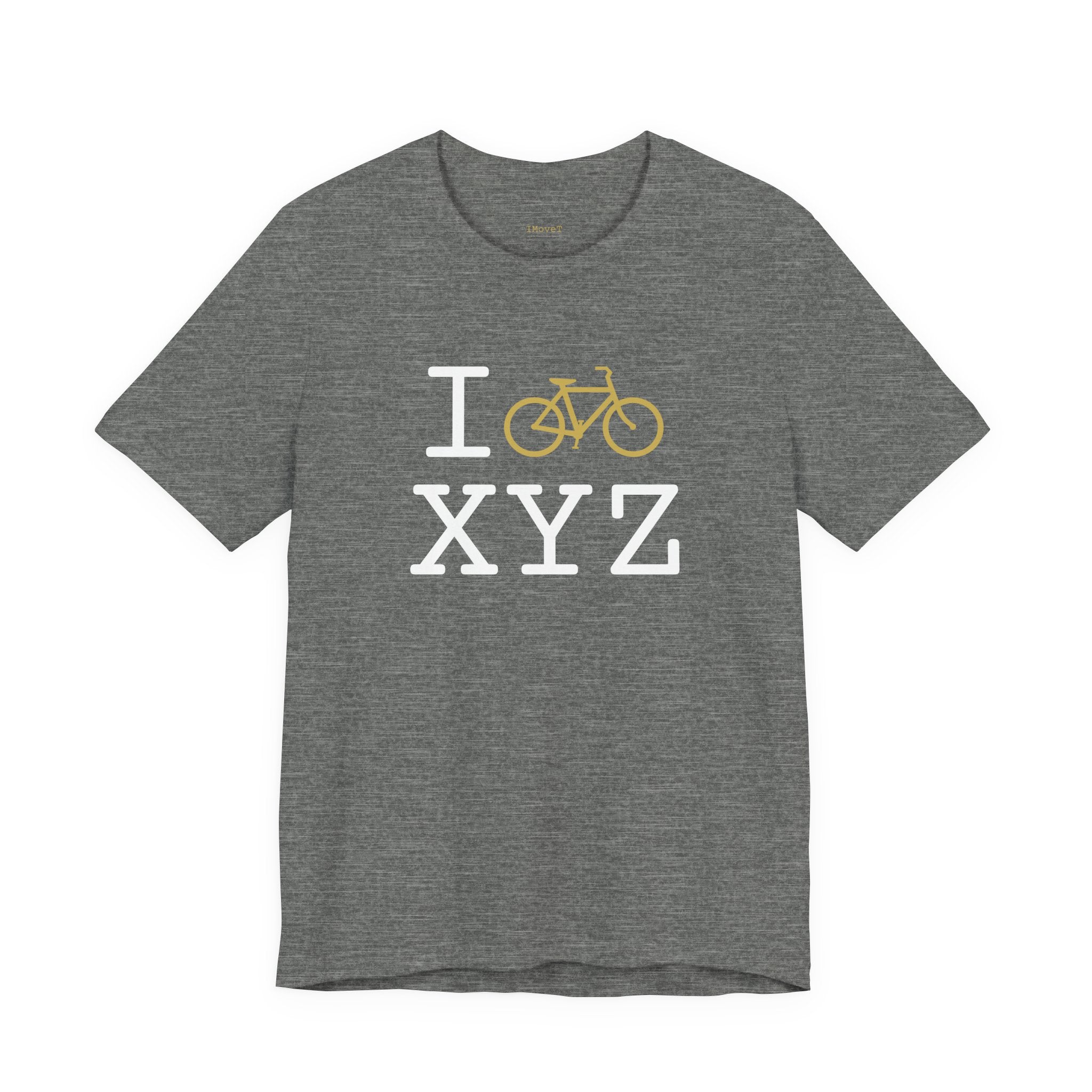 I Bike ___ unisex T, gold bike