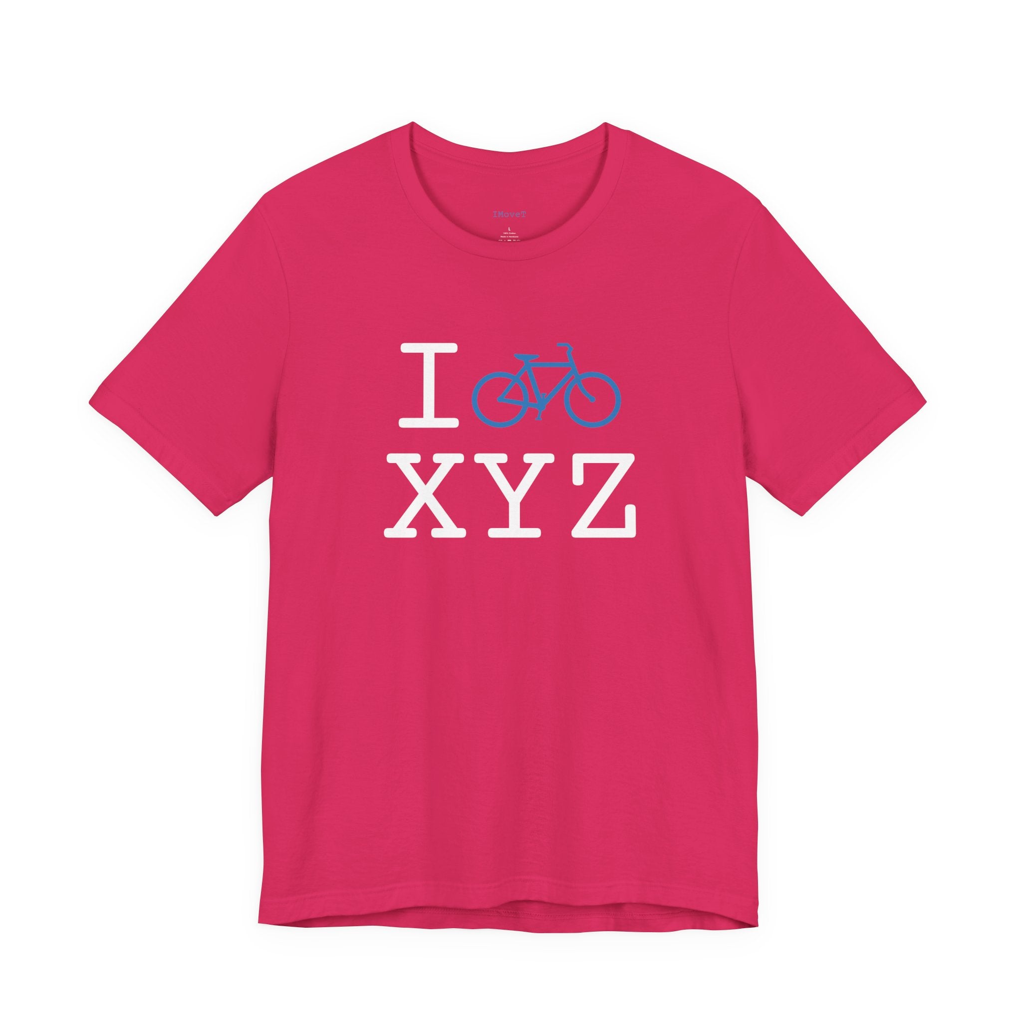 I Bike ___ unisex T, light blue bike