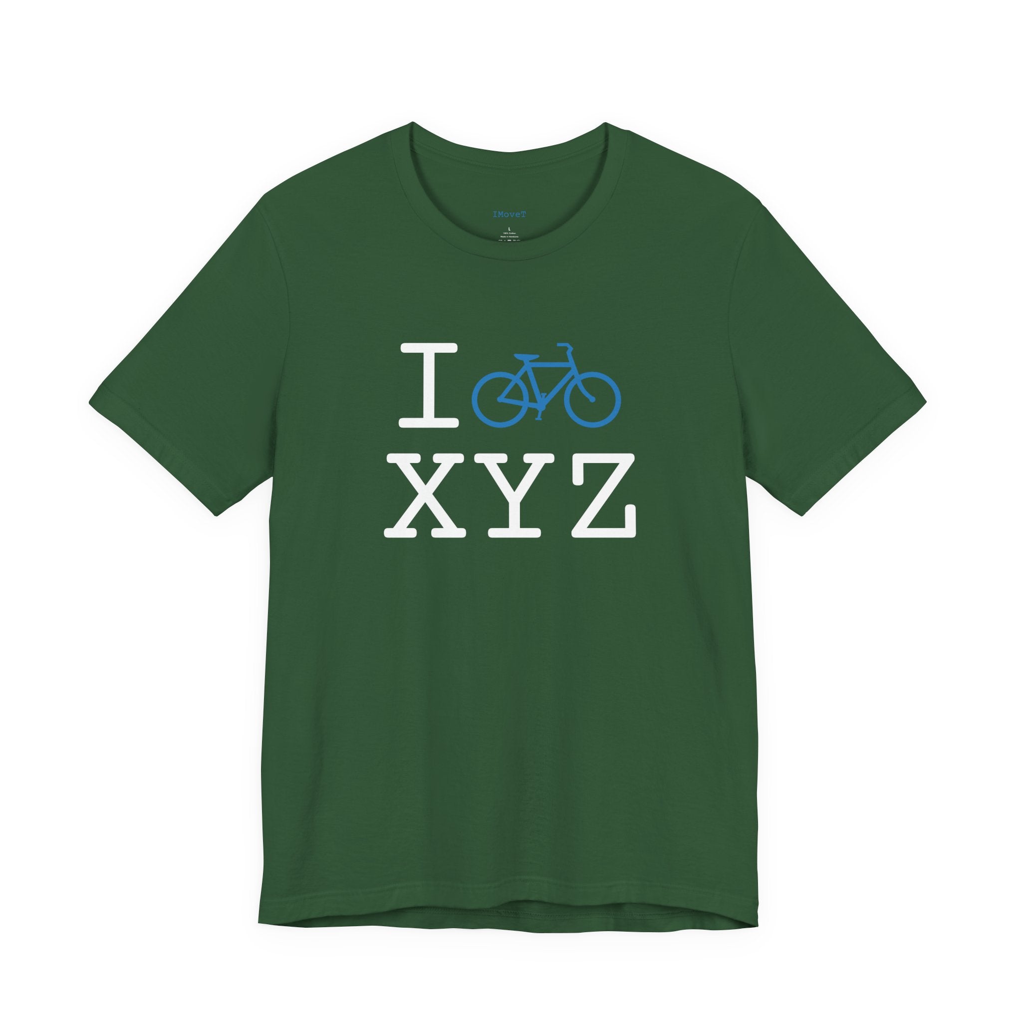 I Bike ___ unisex T, light blue bike