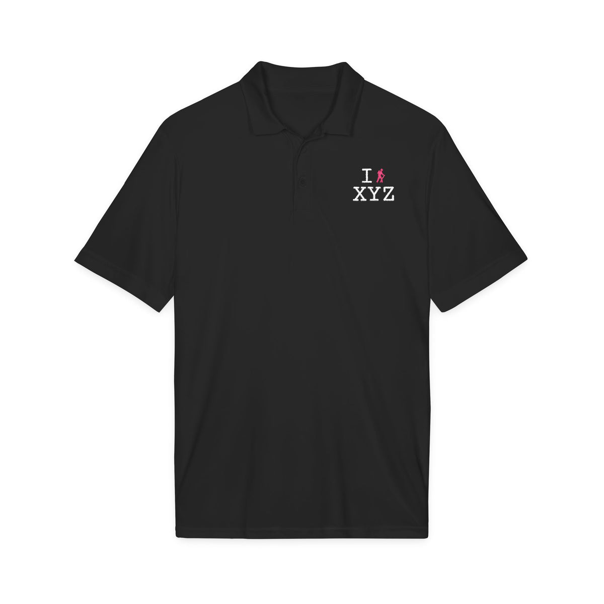 I Hike polo, pink hiker