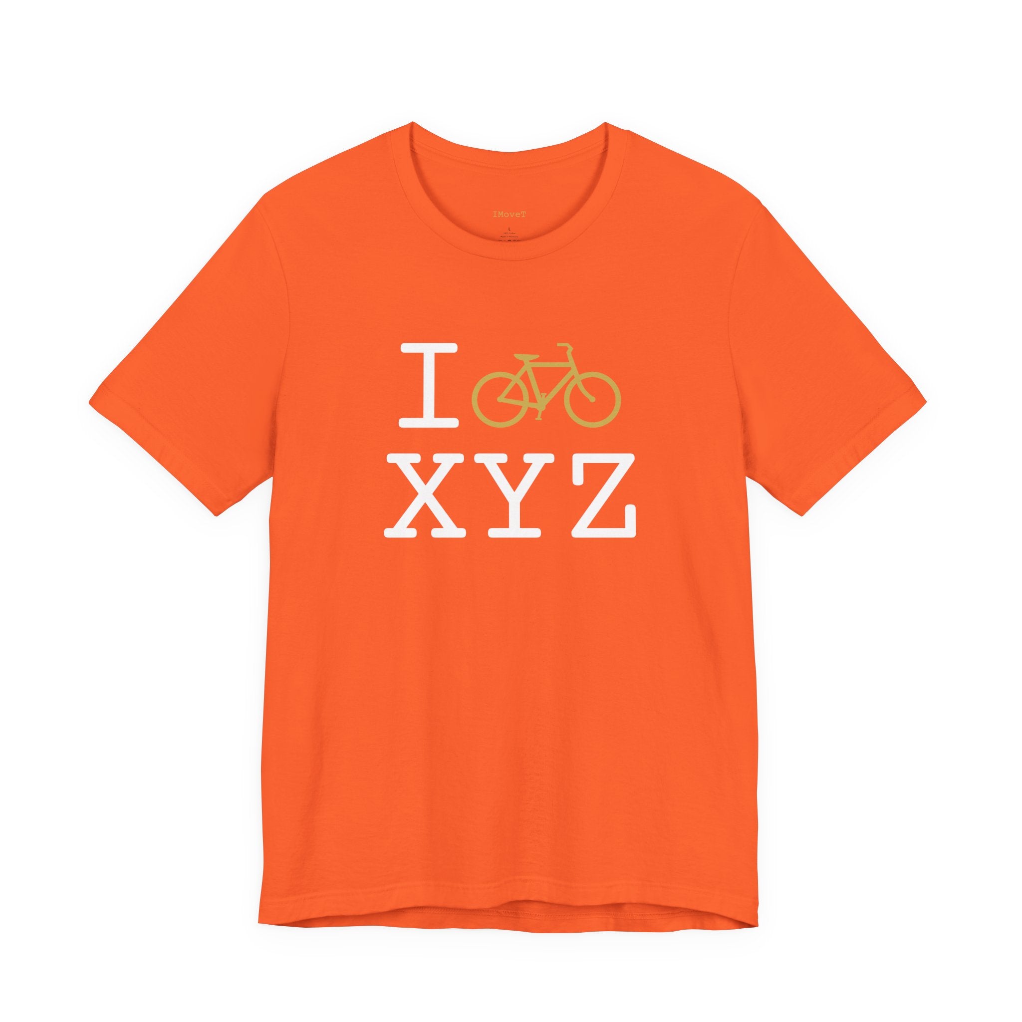 I Bike ___ unisex T, gold bike