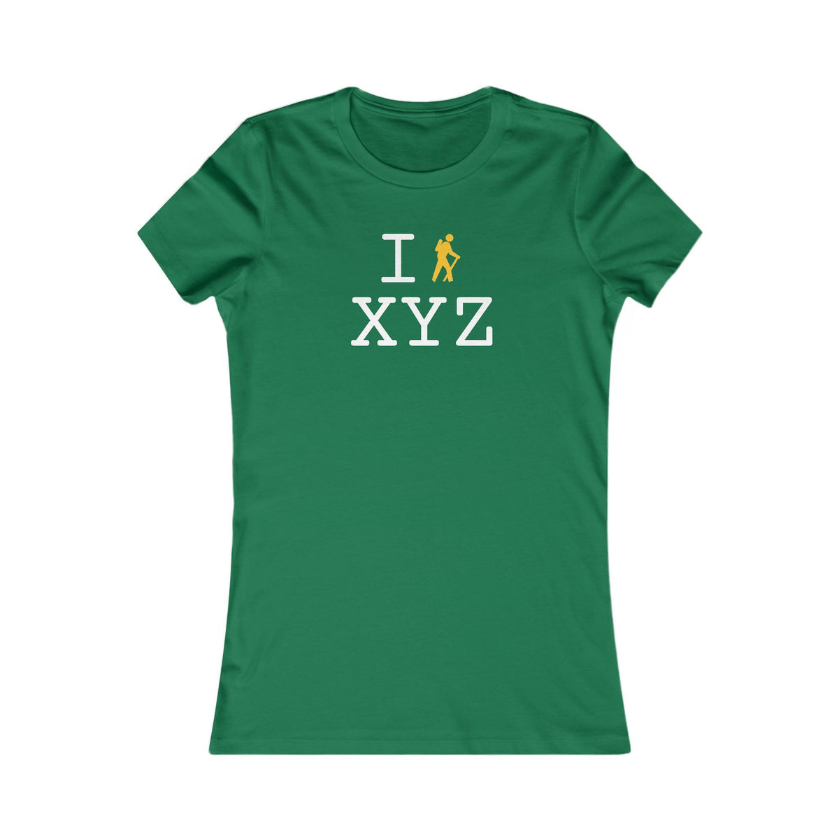 I Hike women's T, yellow hiker