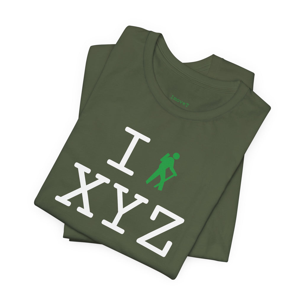 I Hike unisex T, green hiker