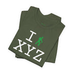 I Hike unisex T, green hiker