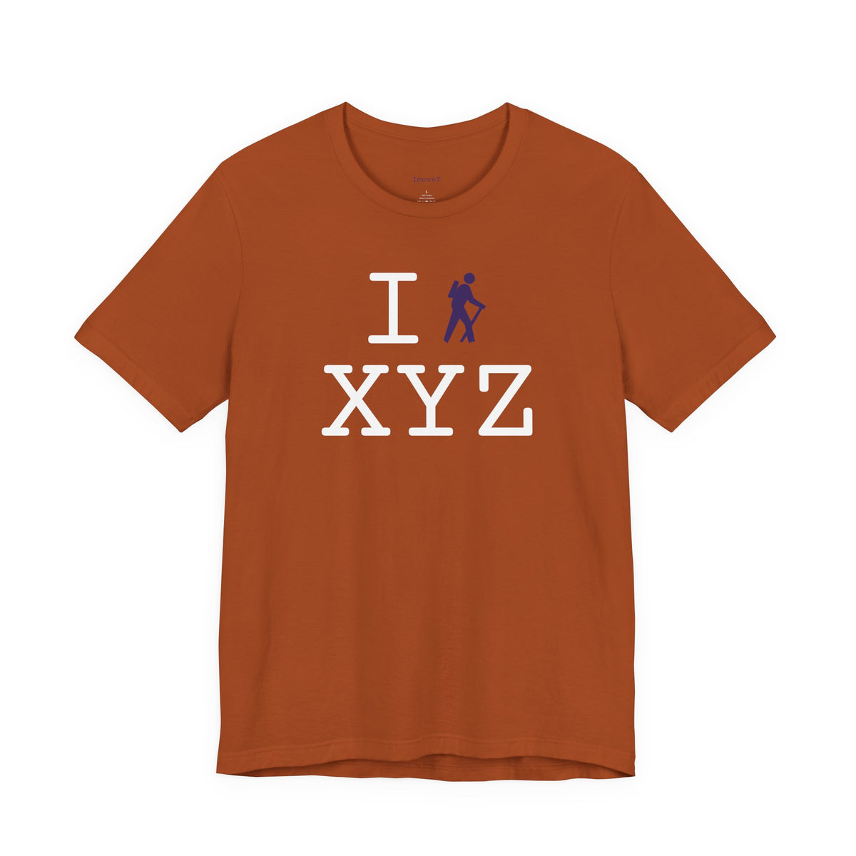 I Hike unisex T, purple hiker