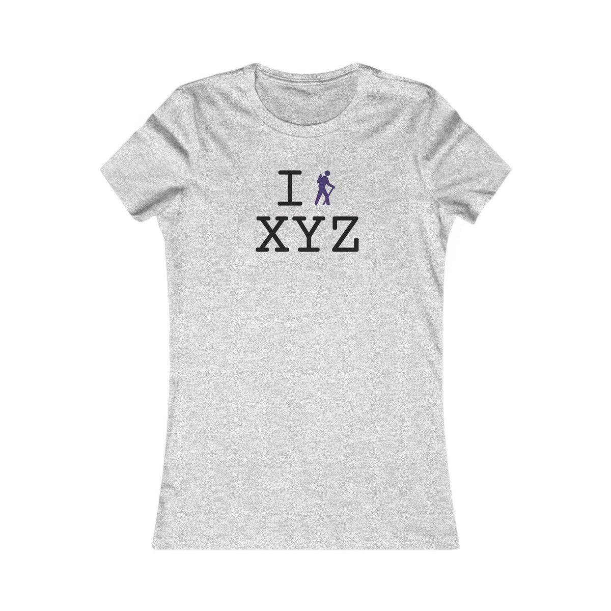 I Hike women's T, purple hiker