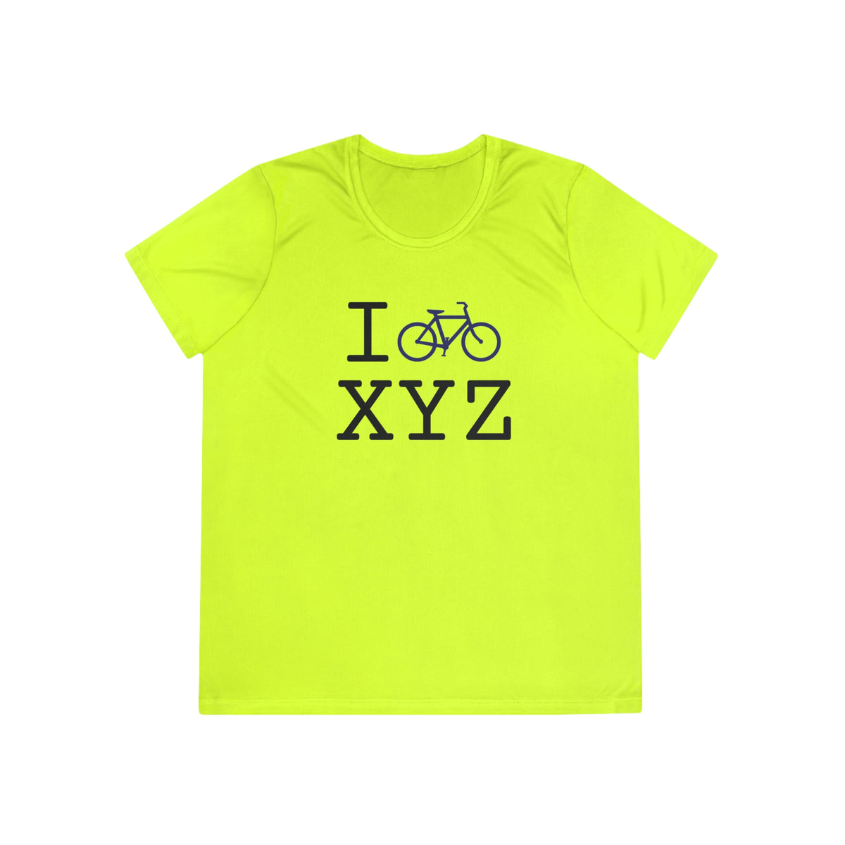 I Bike women's athletic T, navy bike