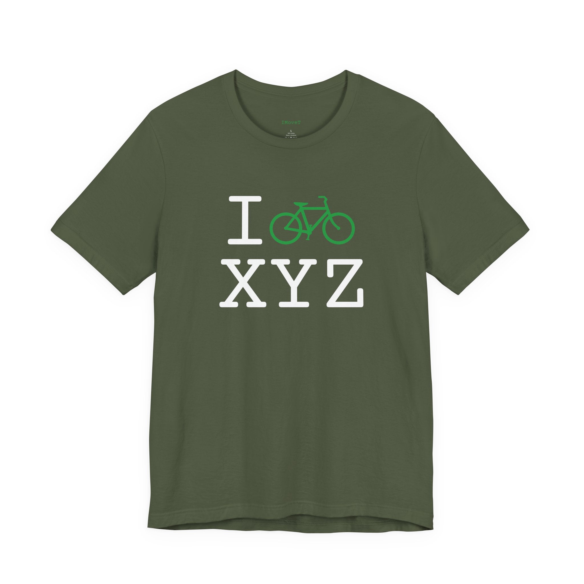 I Bike ___ unisex T, green bike