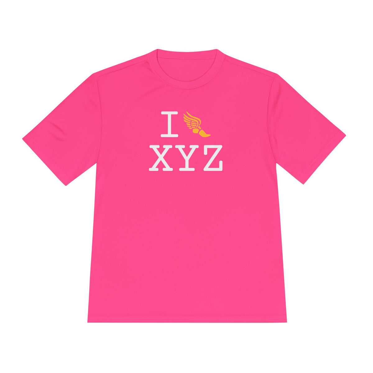 I Run athletic T, yellow logo