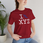 I Run unisex T, blue logo