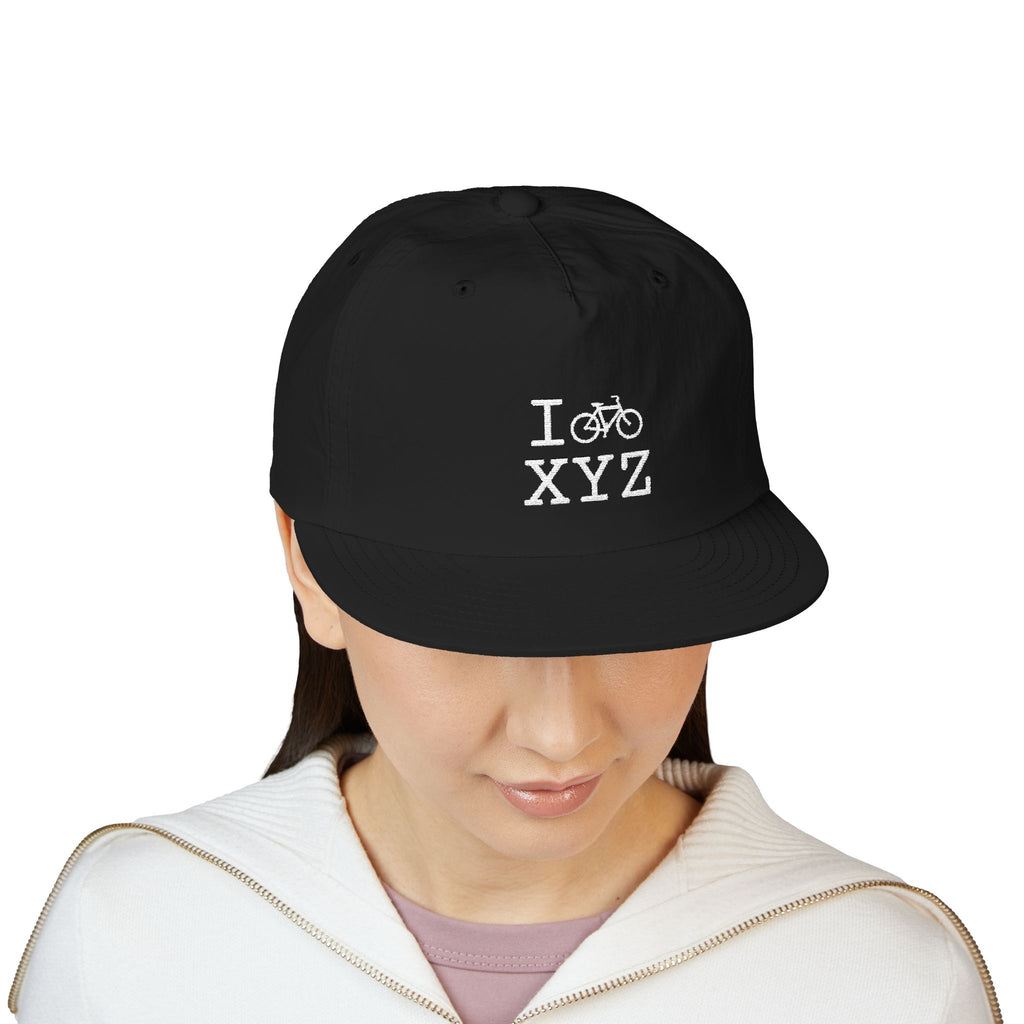 I Bike athletic hat, white bike