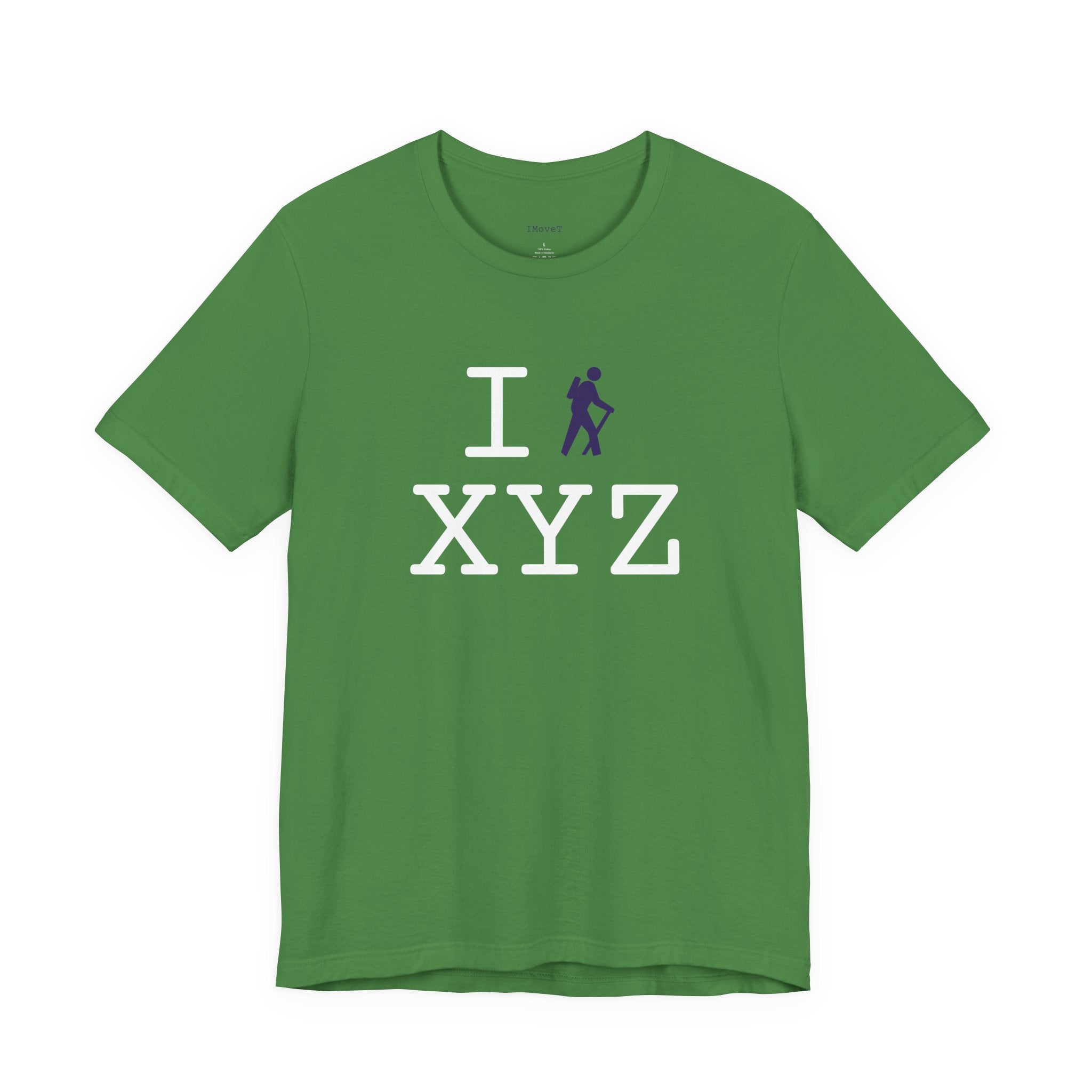 I Hike ___ unisex T, purple hiker