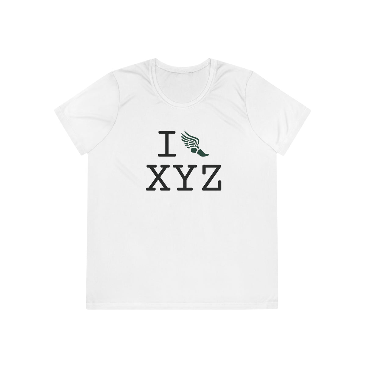 I Run women's athletic T, dark green