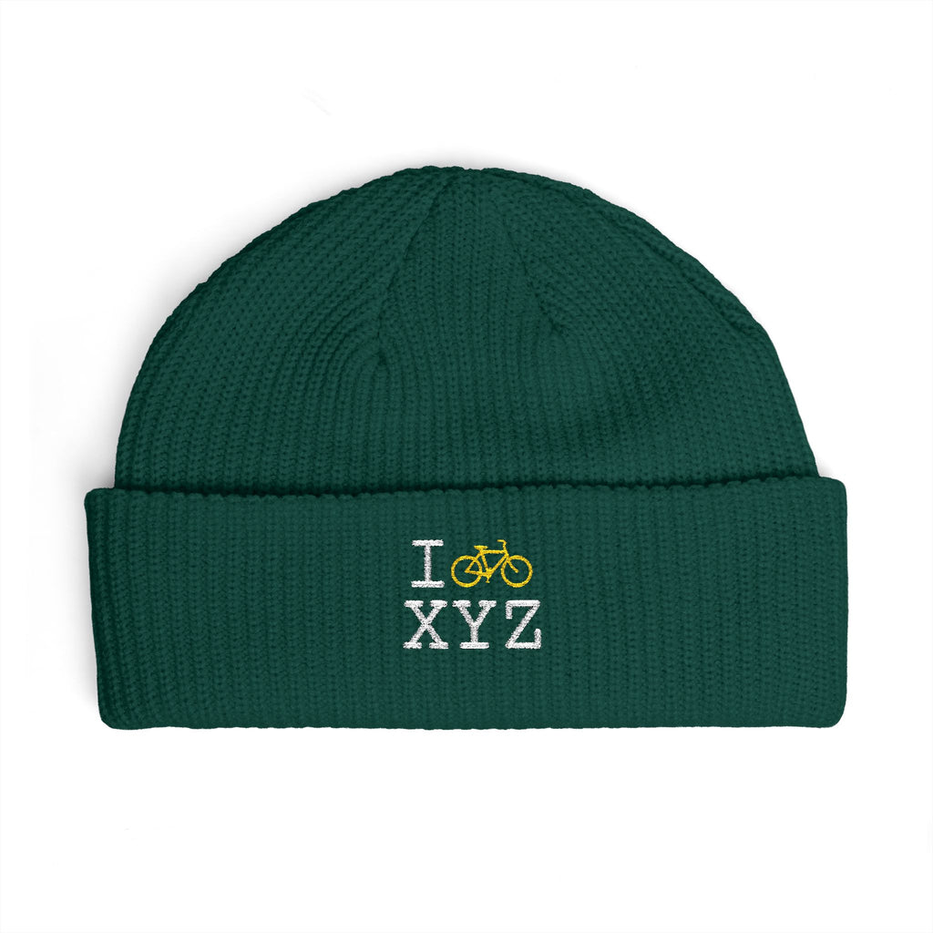 I Bike beanie, yellow bike