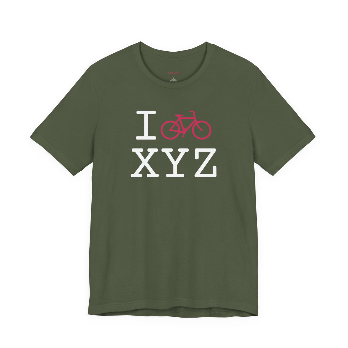 I Bike unisex T, hot pink bike