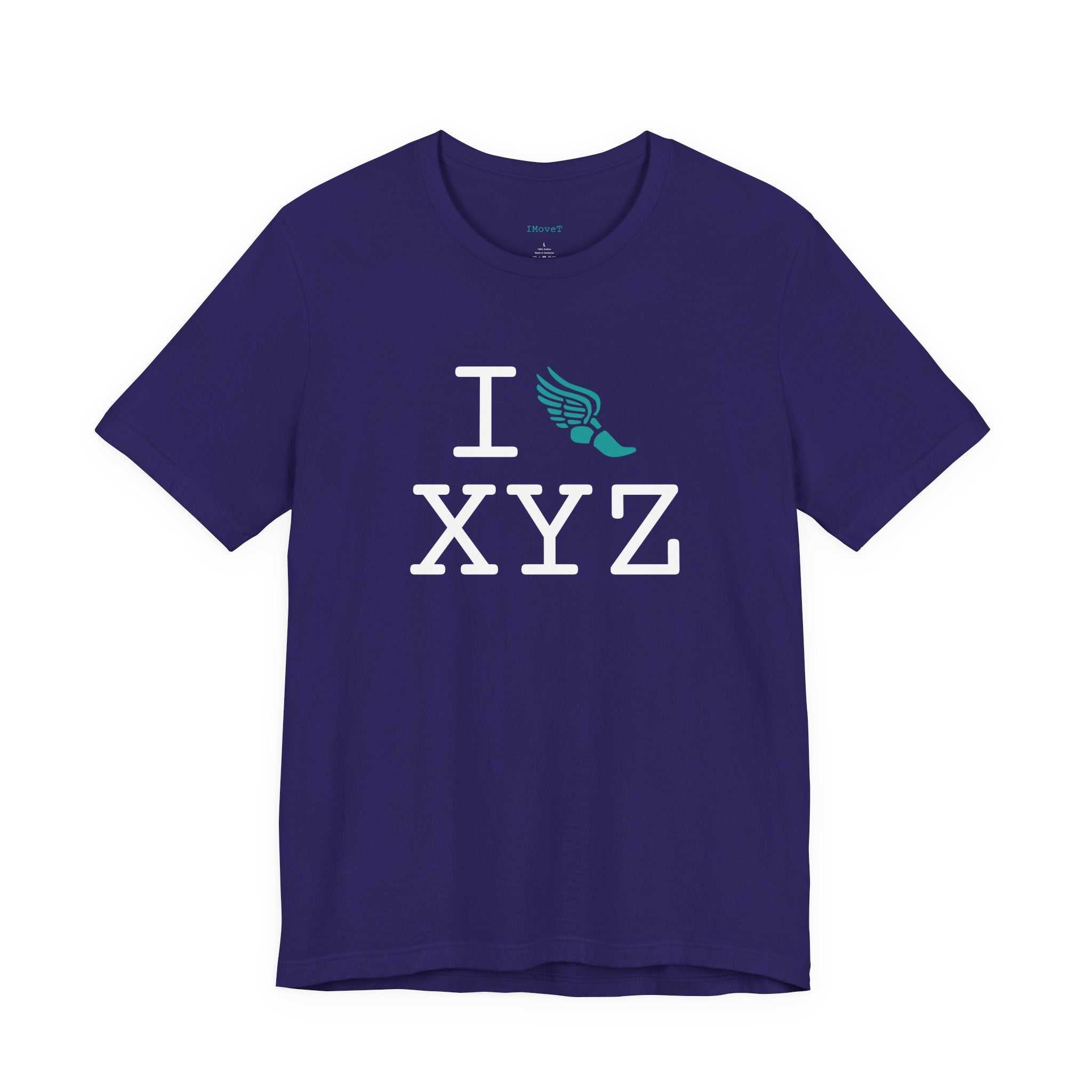 I Run ___ unisex T, teal logo