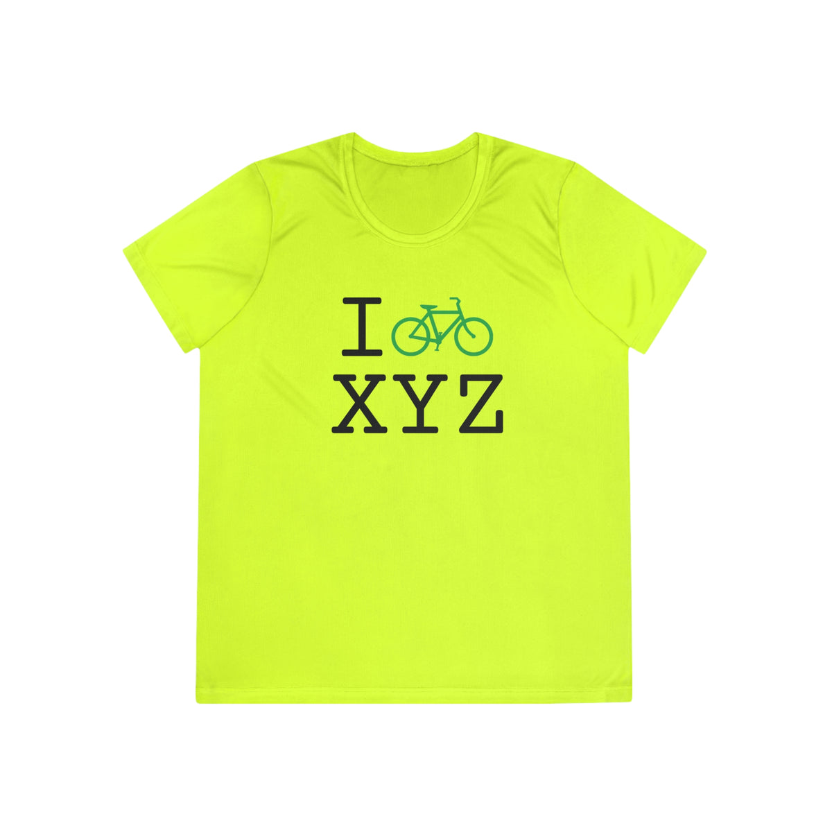 I Bike women's athletic T, green bike