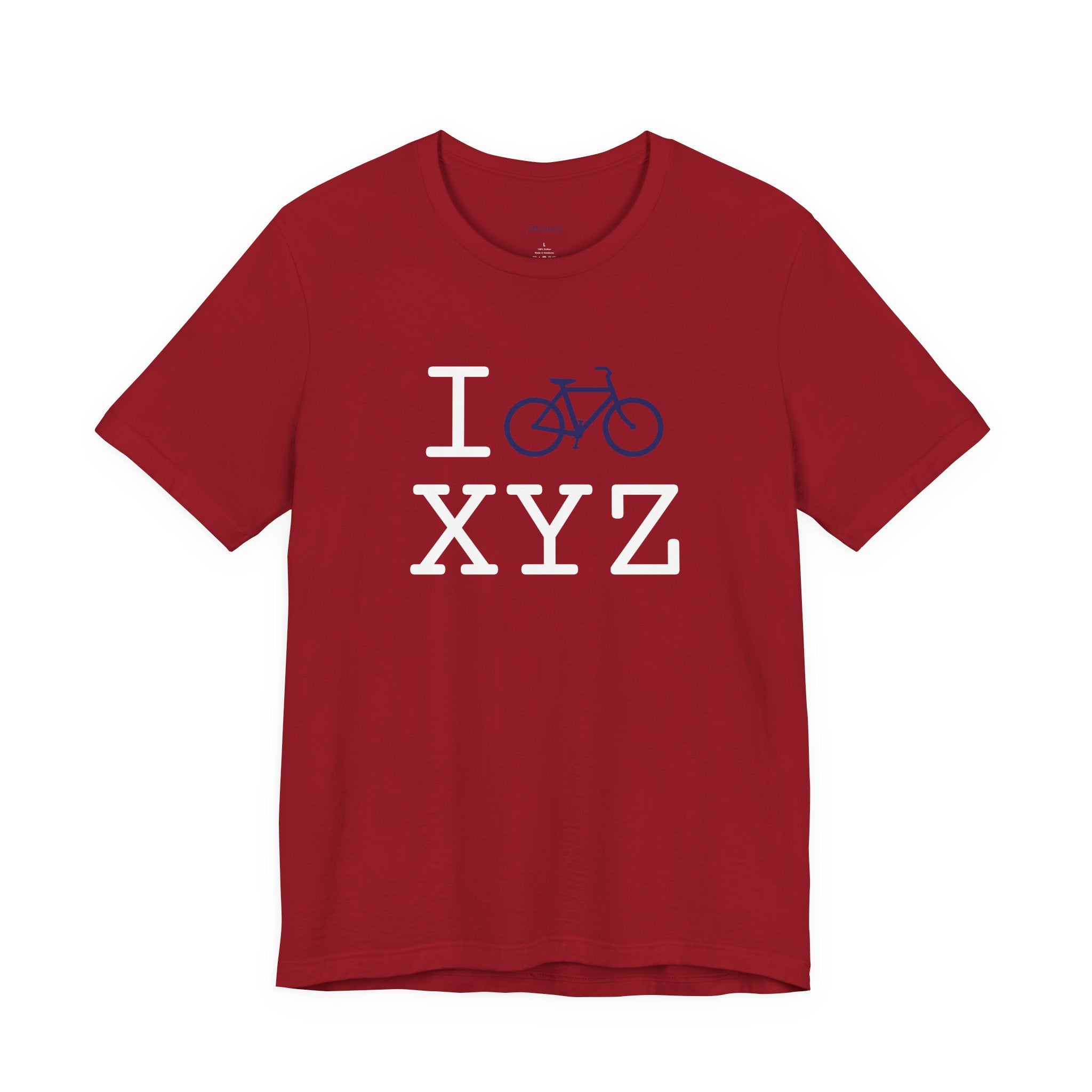 I Bike ___ unisex T, navy bike