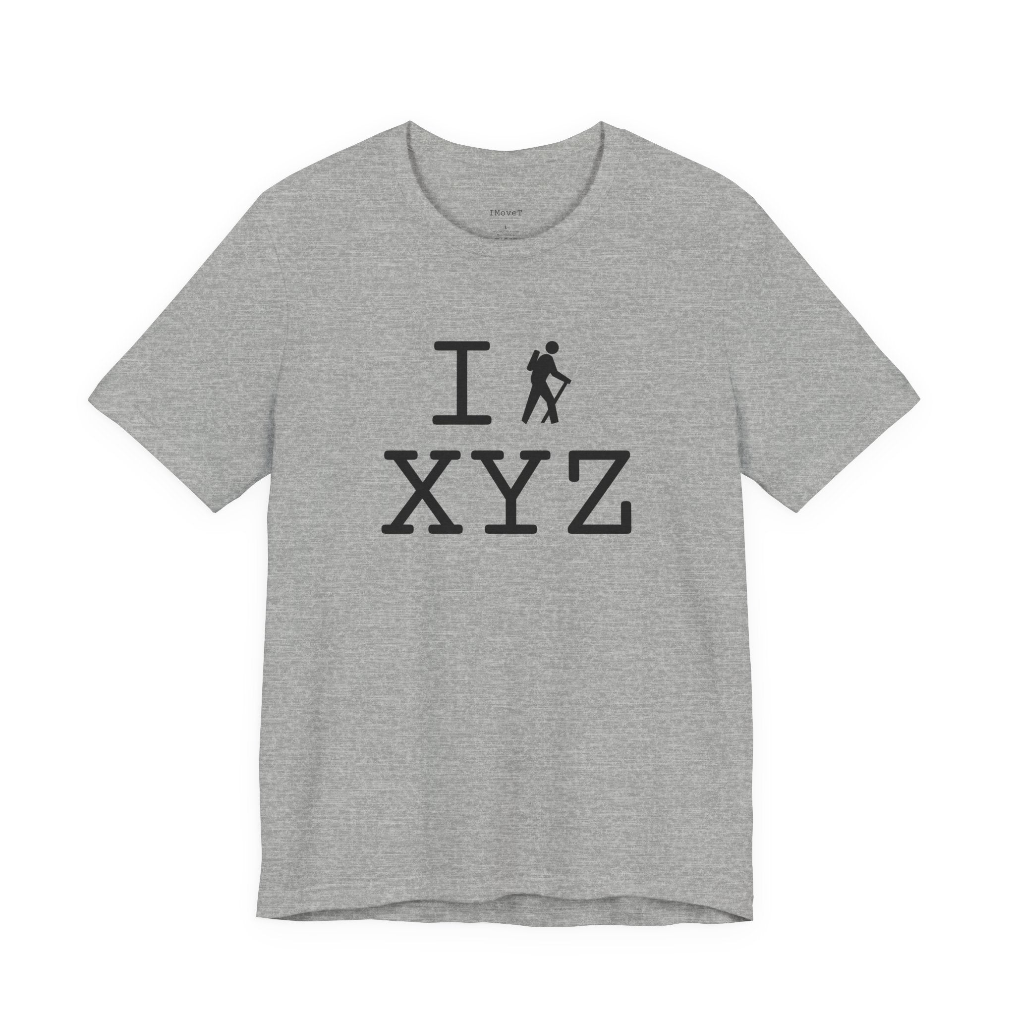 I Hike ___ unisex T, black hiker