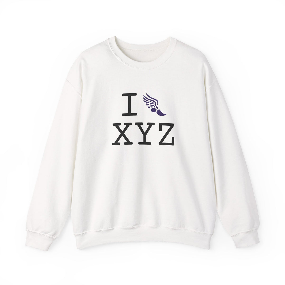 I Run sweatshirt, purple logo