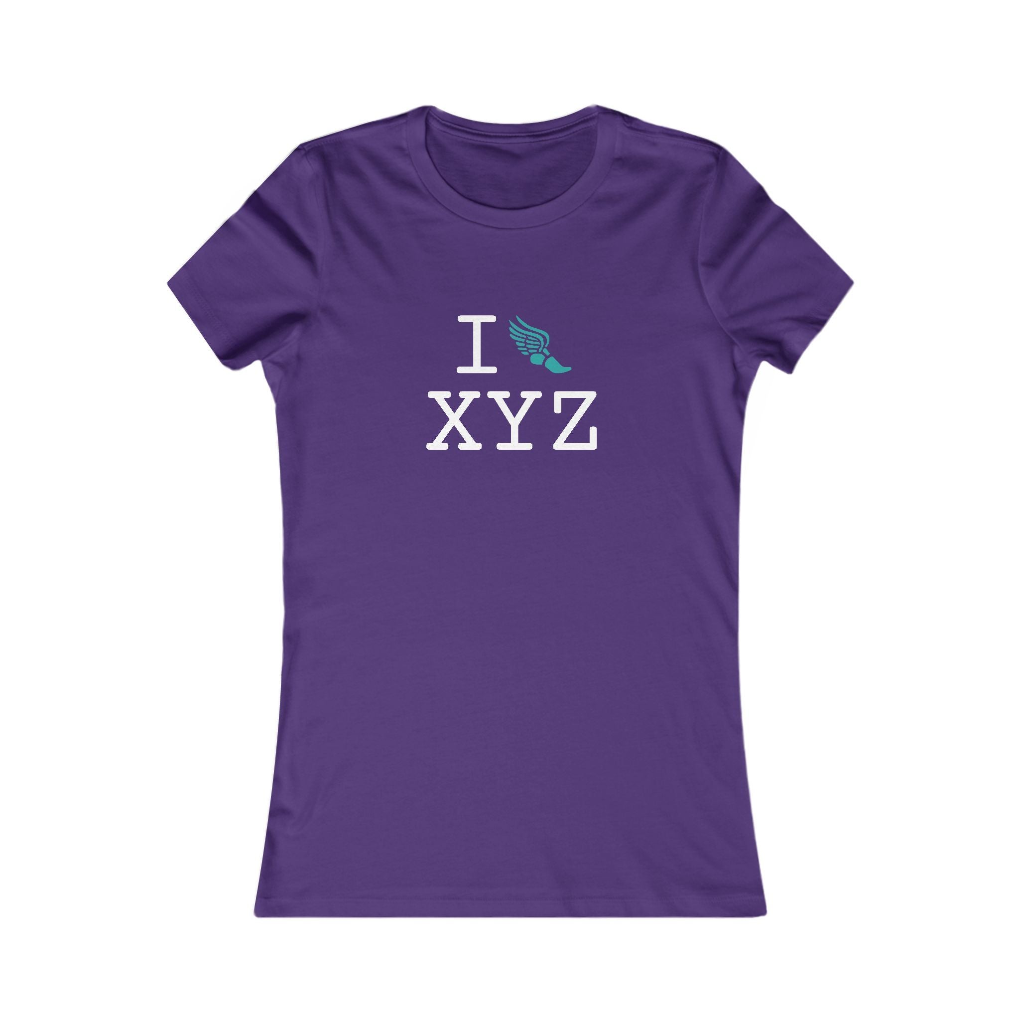 I Run ___ women's T, teal logo