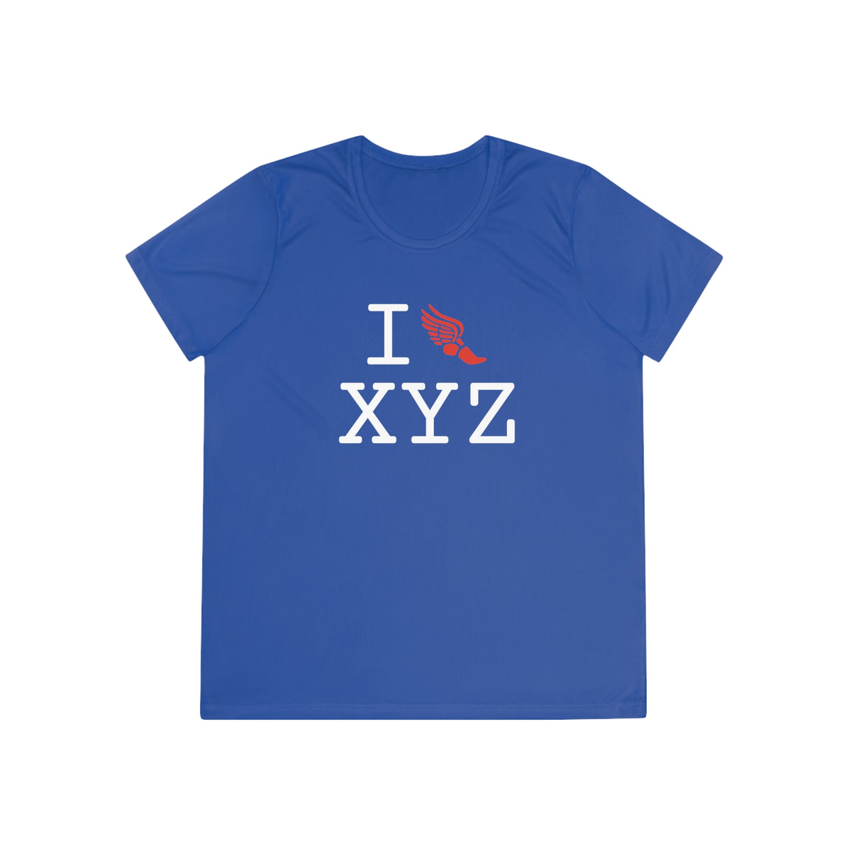 I Run women's athletic T, red logo