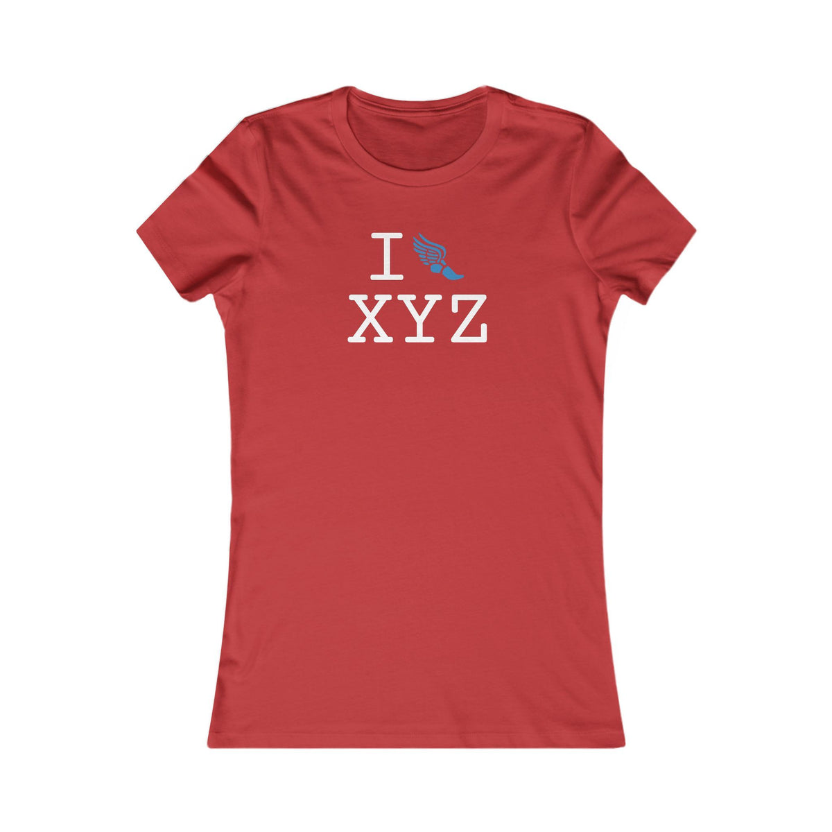 I Run women's T, light blue logo