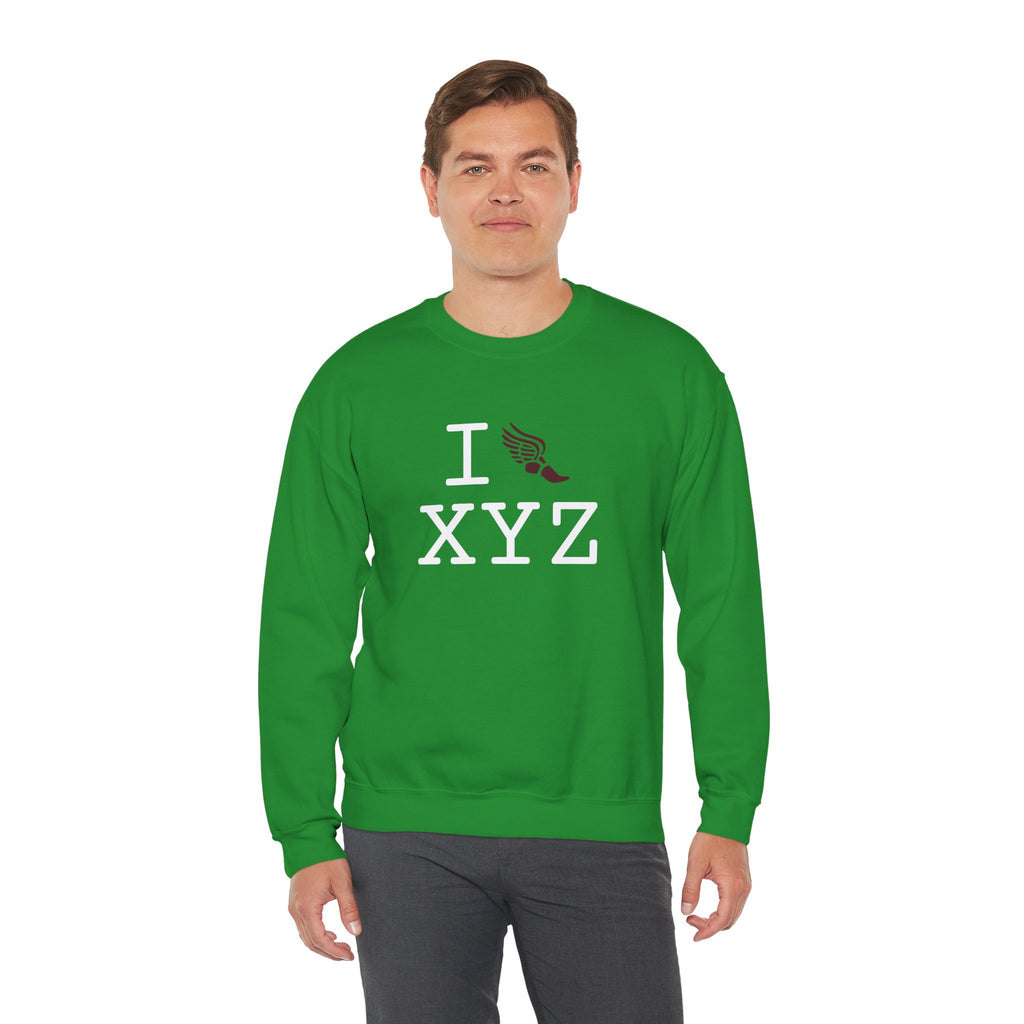 I Run sweatshirt, maroon logo