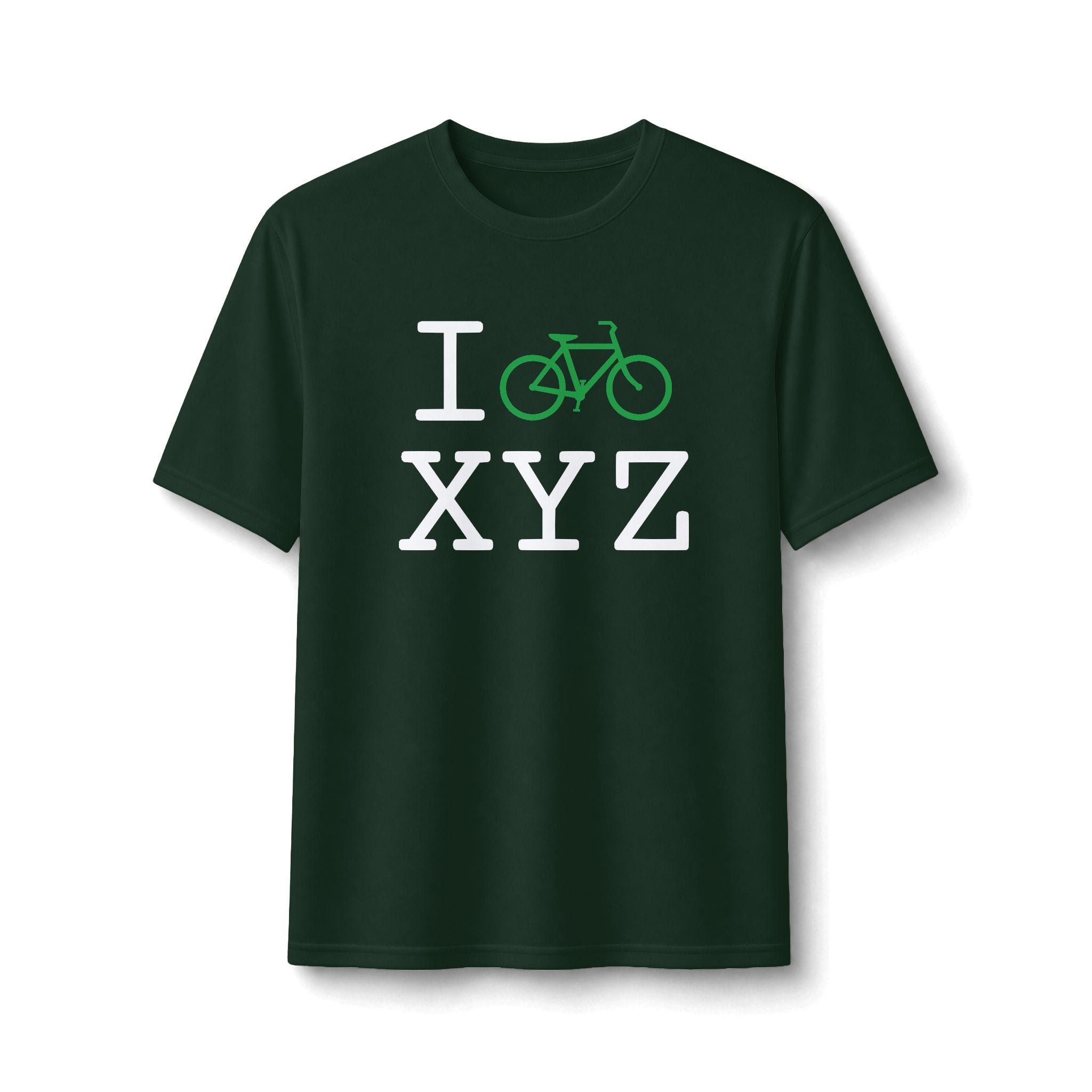 "I Bike ___" athletic T, green bike