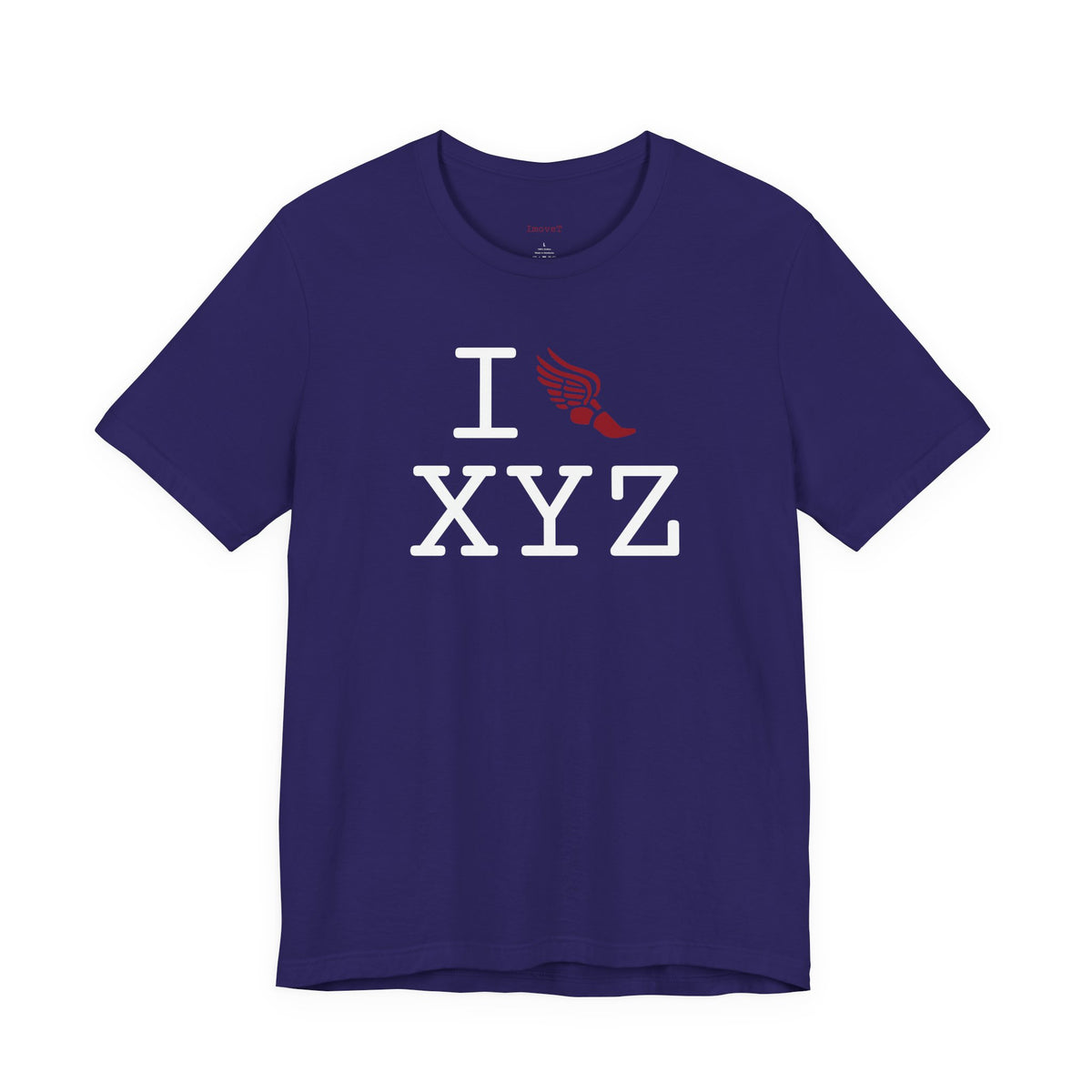 I Run unisex T, crimson logo